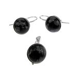 Set argint clasic cu obsidian fulg-de nea 10 MM fotografia produsului