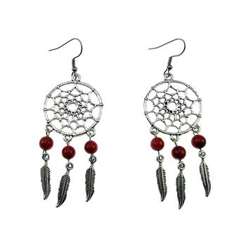 Cercei candelabru dreamcatcher cu coral poros natural