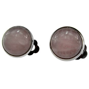 Cercei clips cu piatra naturala cuart roz 12 mm