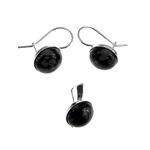 Set argint clasic cu obsidian fulg-de nea 10 MM fotografia produsului View 3 S