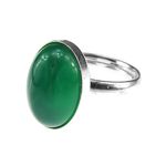 Inel argint reglabil cu agata verde 14x10 MM fotografia produsului