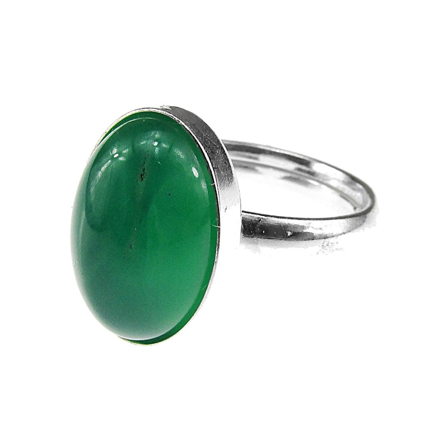 Inel argint reglabil cu agata verde 14x10 MM fotografia produsului
