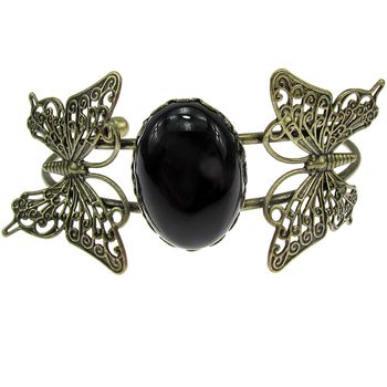 Bratara statement fluturi cu agat negru 25x18 mm