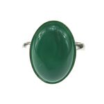 Inel argint reglabil cu agata verde 14x10 MM fotografia produsului View 2 S