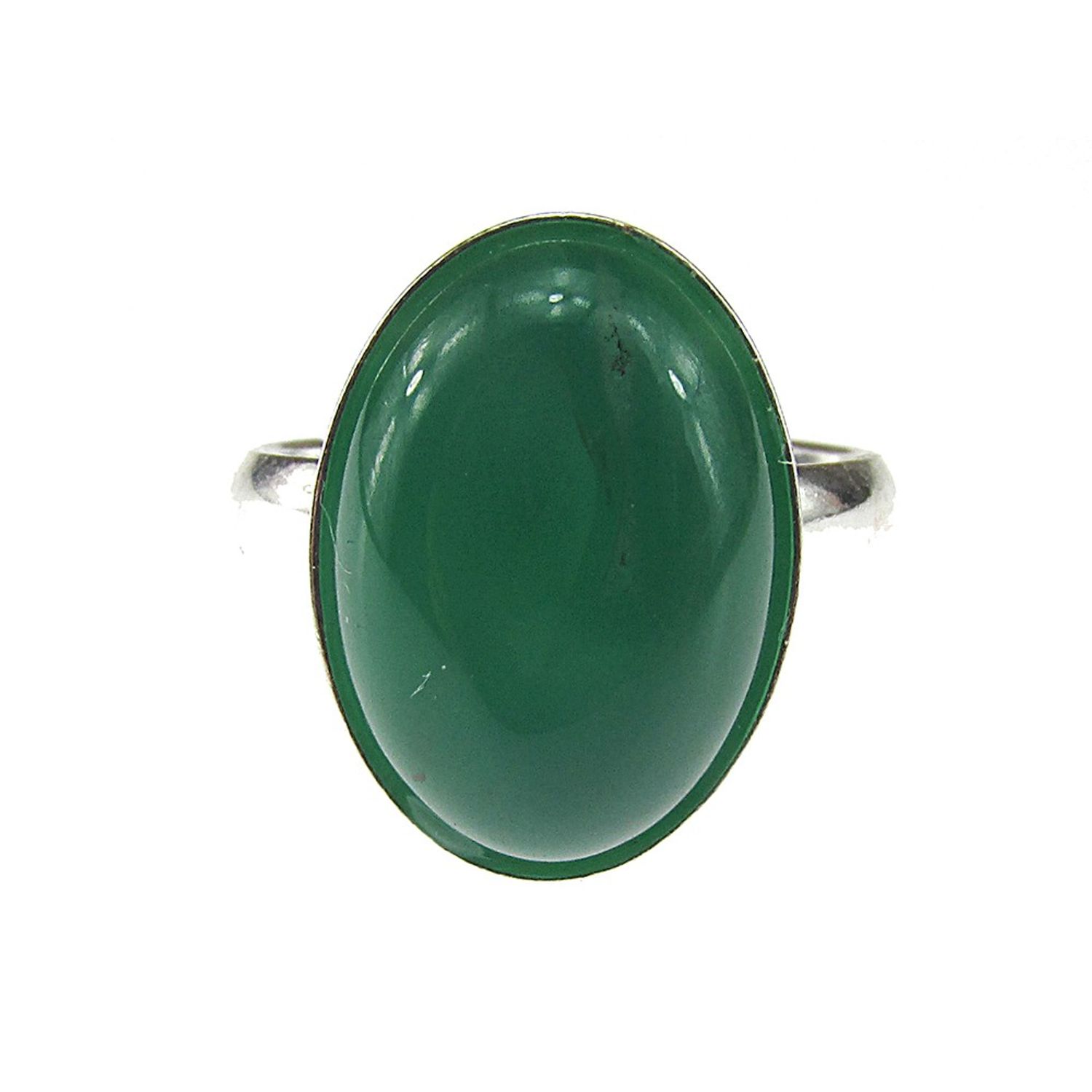 Inel argint reglabil cu agata verde 14x10 MM fotografia produsului View 2 L