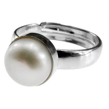 Inel argint reglabil cu perla de cultura alba 8 MM
