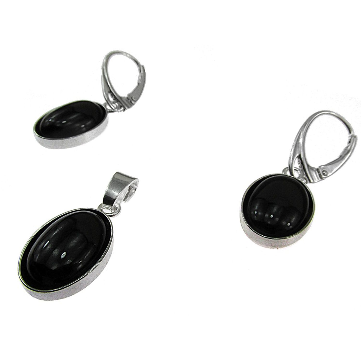 Set argint cu onix oval 14x10 MM fotografia produsului View 5 L