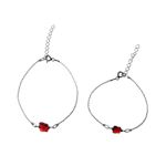 Set 2 bratari mama-fiica argint cu fluturi rosii Swarovski Elements fotografia produsului View 2 S