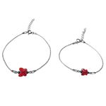 Set 2 bratari mama-fiica argint cu fluturi rosii Swarovski Elements fotografia produsului