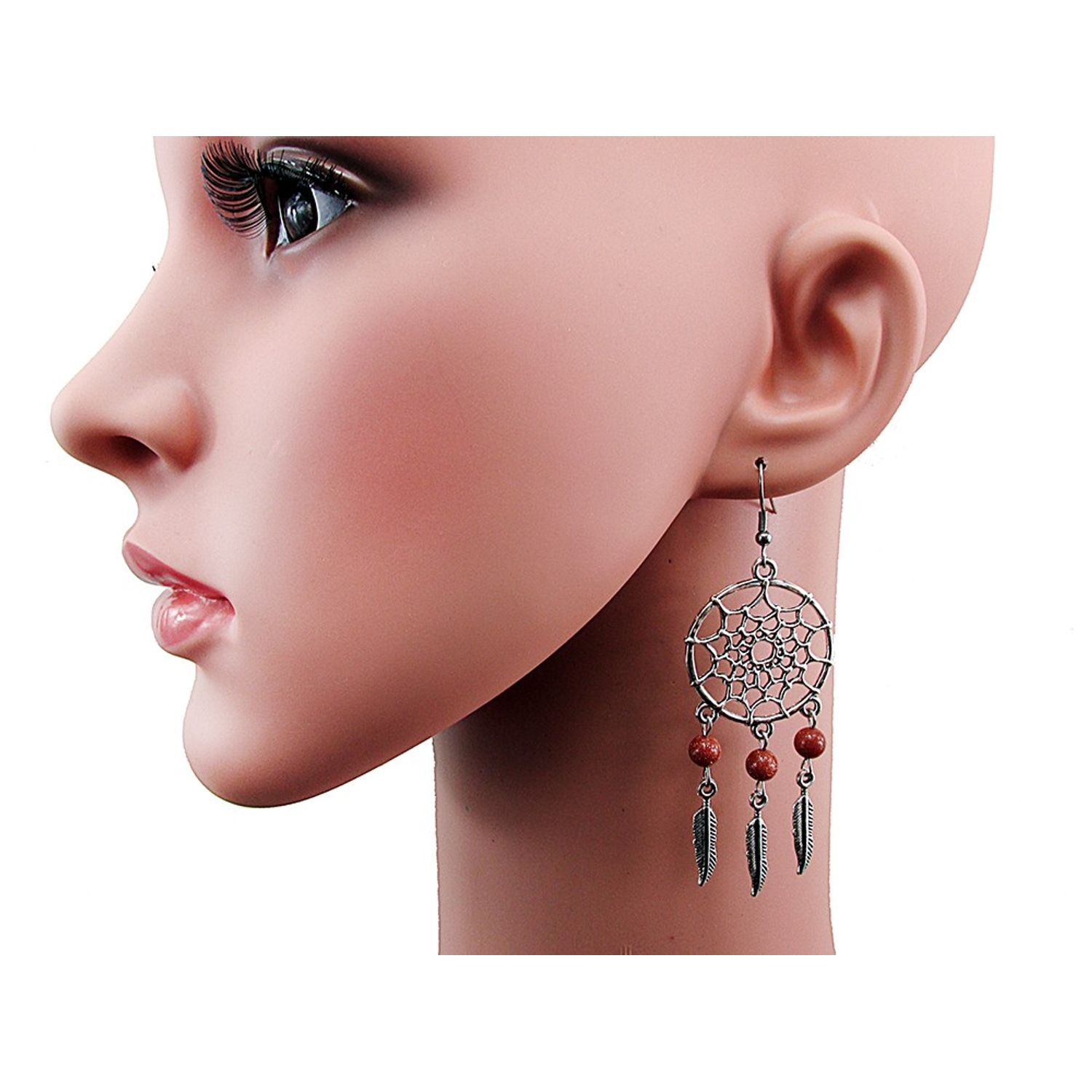 Cercei candelabru Dreamcatcher cu Piatra Soarelui maro fotografia produsului View 3 L