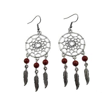 Cercei candelabru dreamcatcher cu piatra soarelui maro