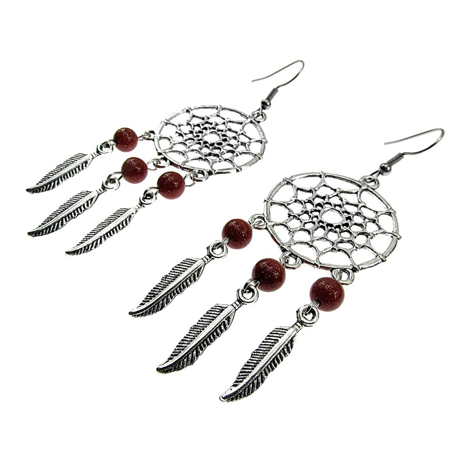 Cercei candelabru Dreamcatcher cu Piatra Soarelui maro fotografia produsului View 5 L