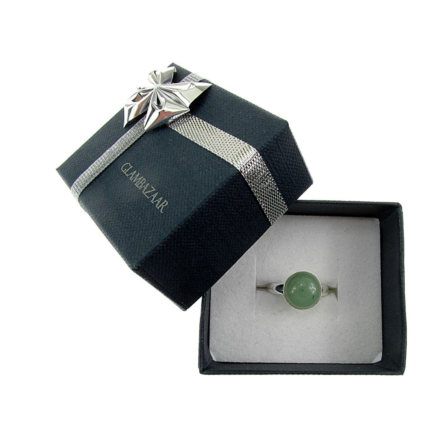 Inel argint reglabil cu aventurin verde natural 10 MM fotografia produsului View 5 L