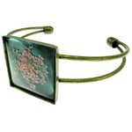 Bratara statement cu flori uscate roz/verde B fotografia produsului View 3 S