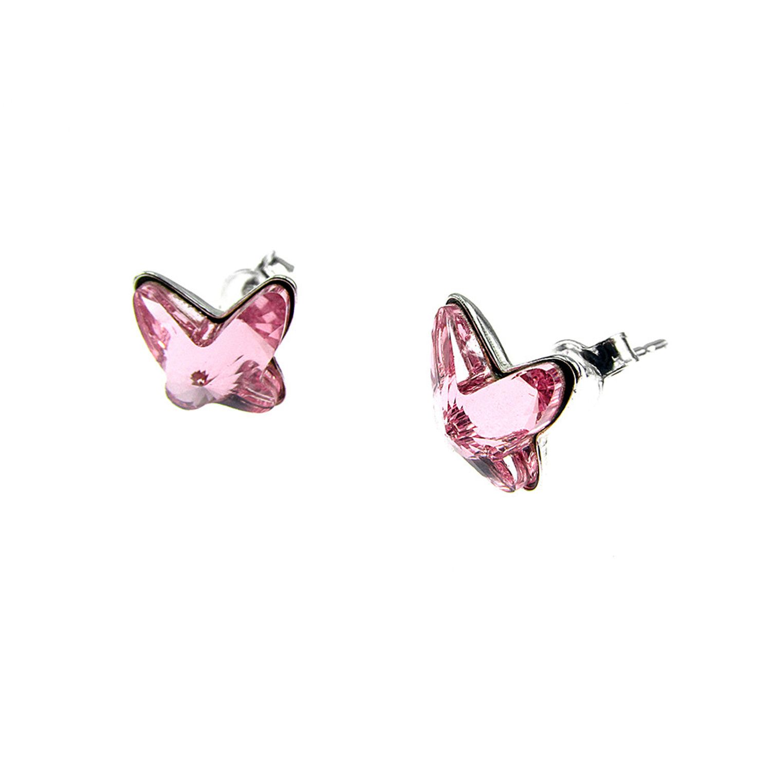 Cercei argint fluturi Swarovski roz 8 MM fotografia produsului View 2 L