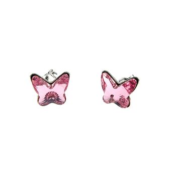 Cercei argint fluturi swarovski roz 8 mm