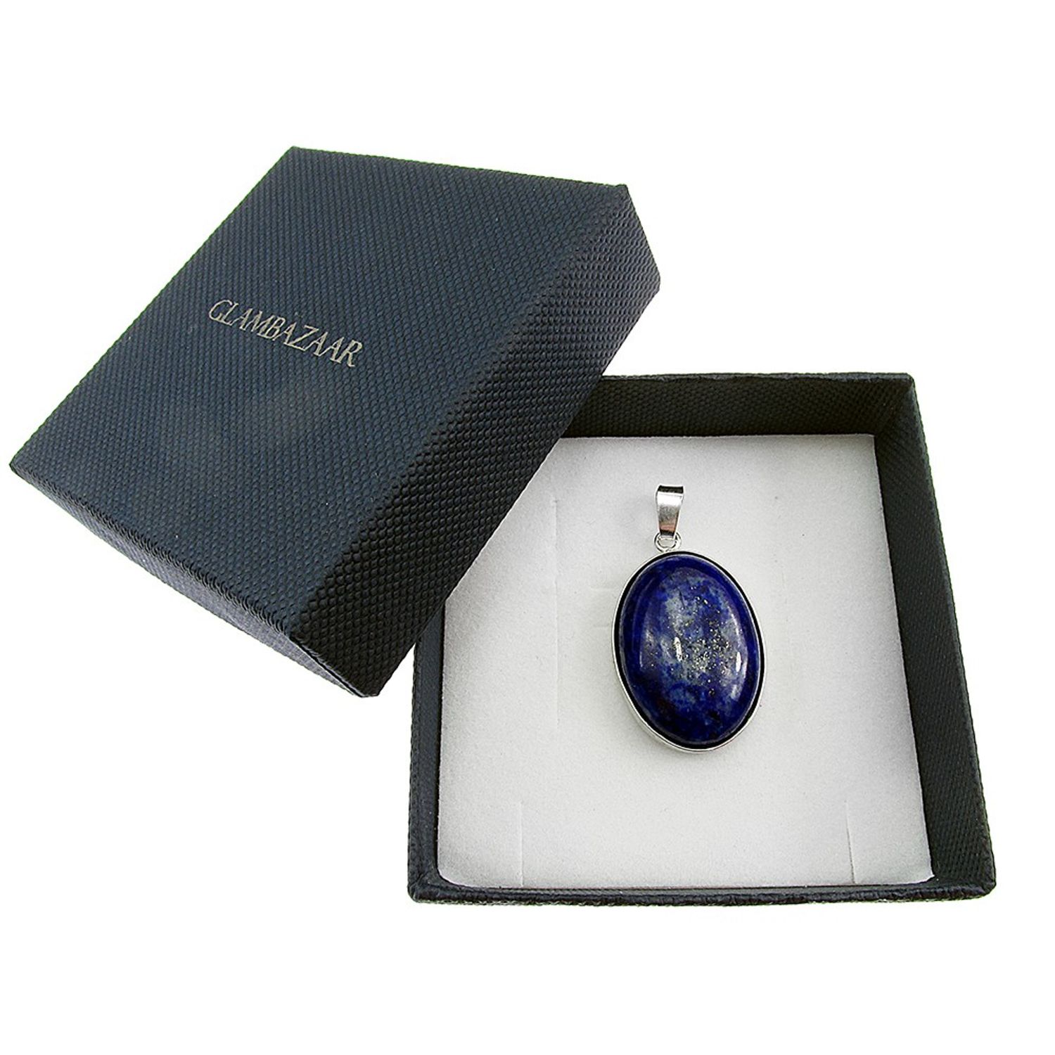 Pandantiv argint mare cu lapis lazuli natural 25x18 MM fotografia produsului View 2 L