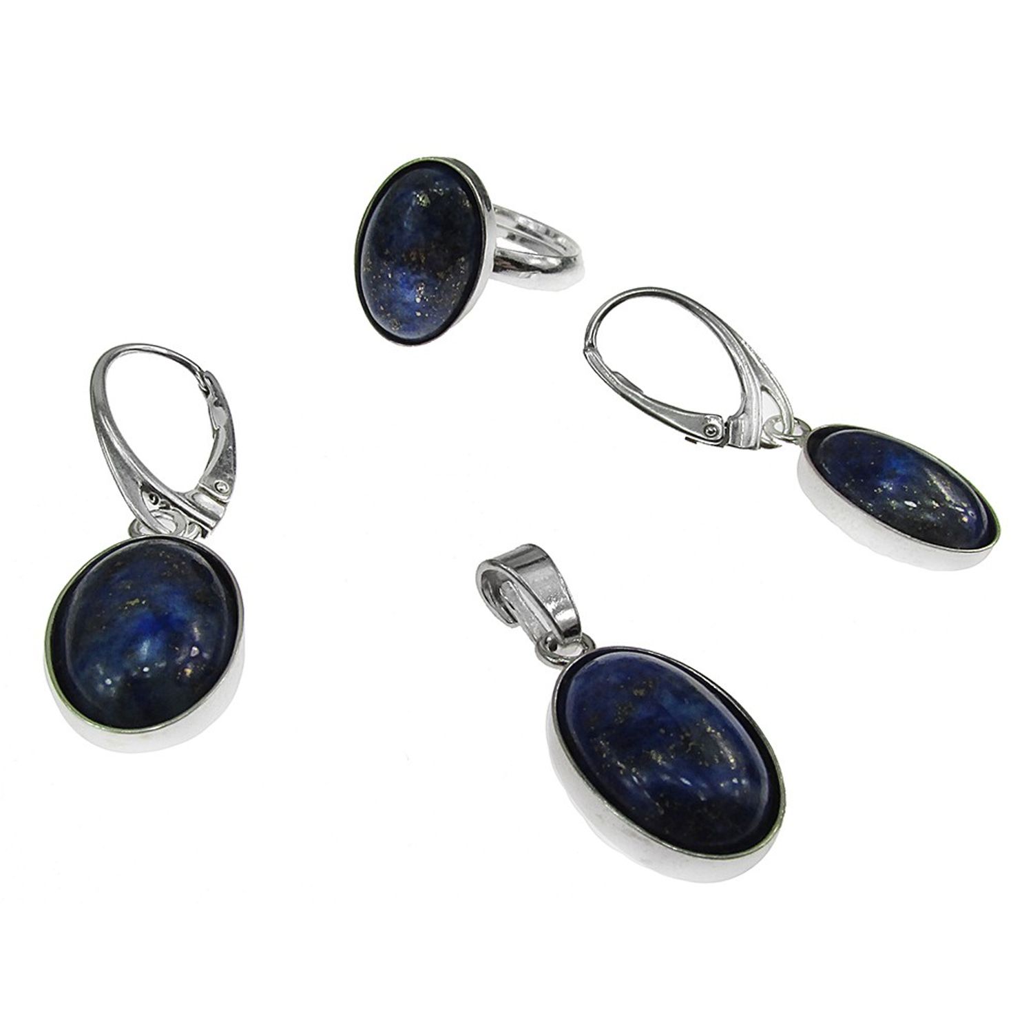 Set argint cu lapis lazuli natural 14x10 MM fotografia produsului
