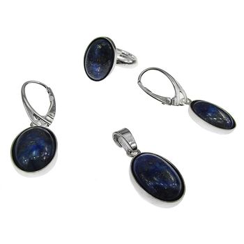 Set argint cu lapis lazuli natural 14x10 mm