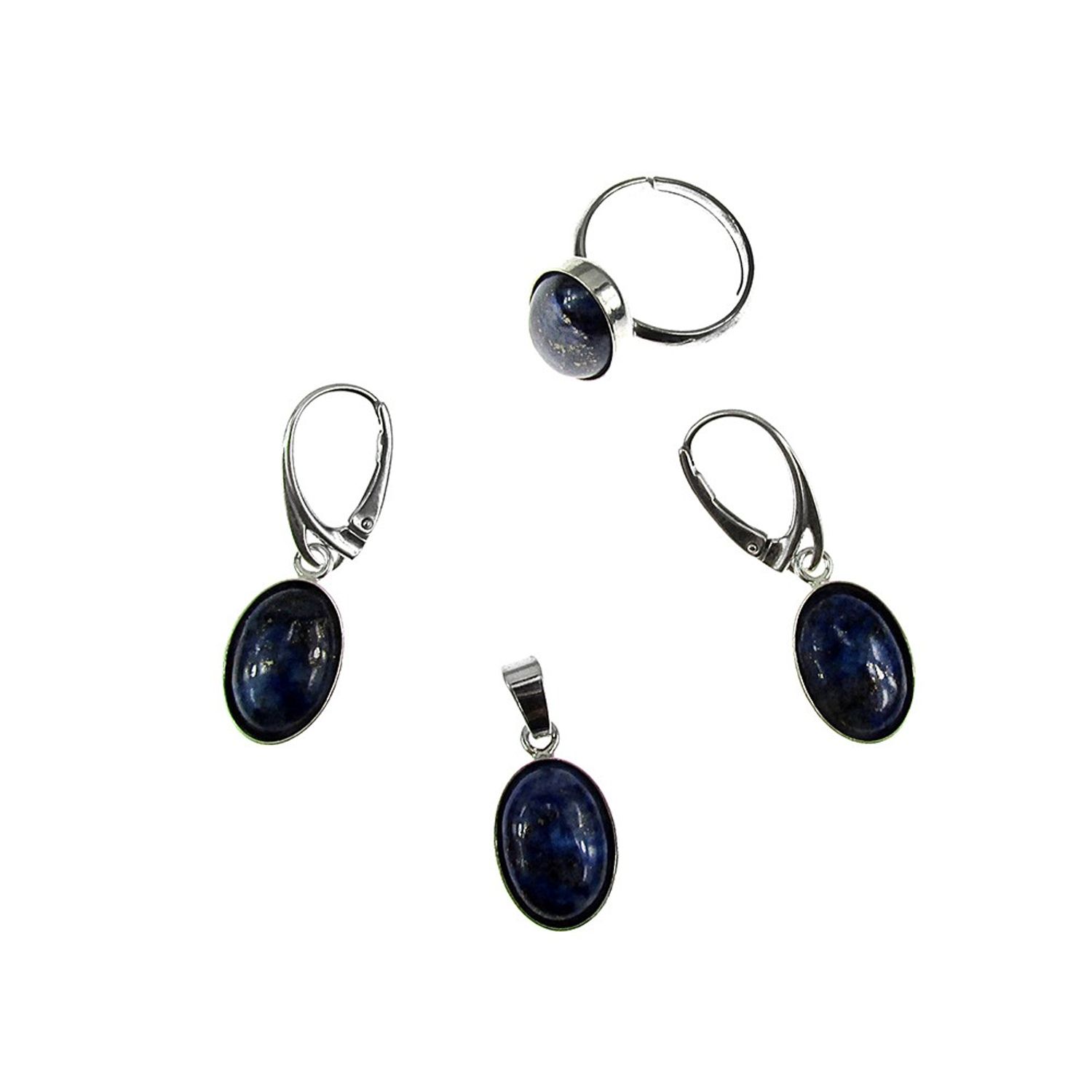 Set argint cu lapis lazuli natural 14x10 MM fotografia produsului View 2 L