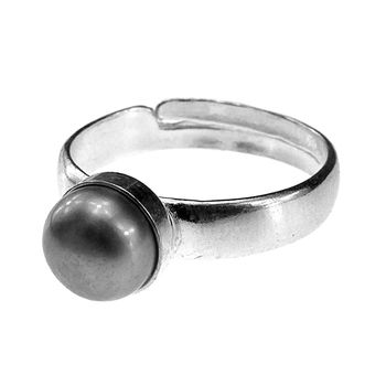 Inel argint reglabil cu perla de cultura gri 6 MM