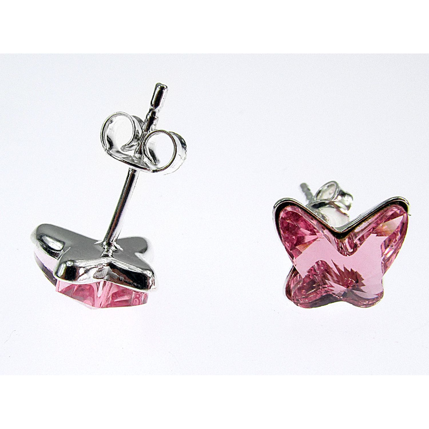 Cercei argint fluturi Swarovski roz 8 MM fotografia produsului View 3 L
