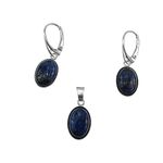 Set argint cu lapis lazuli oval 14x10 MM fotografia produsului