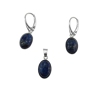 Set argint cu lapis lazuli oval 14x10 mm