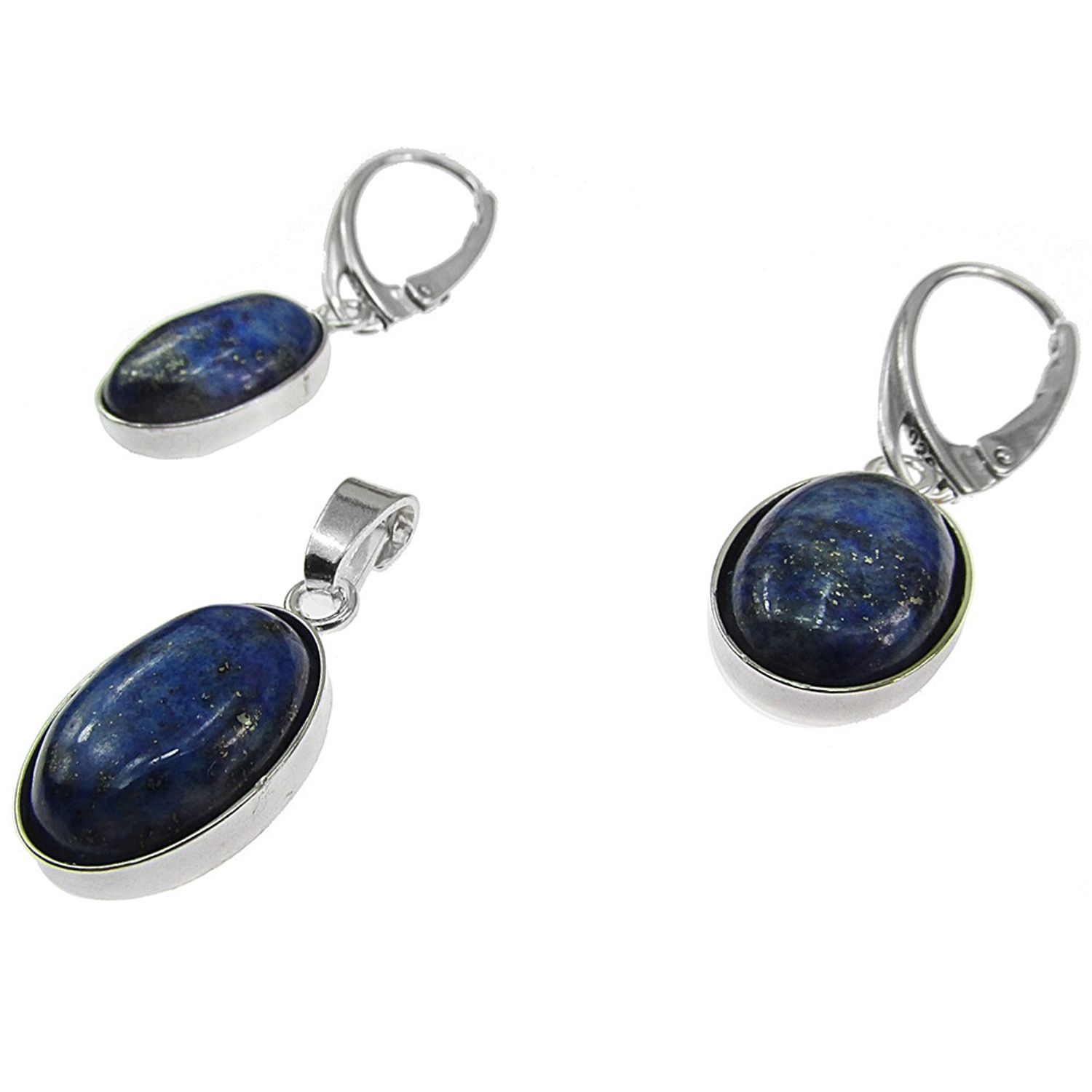 Set argint cu lapis lazuli oval 14x10 MM fotografia produsului View 4 L