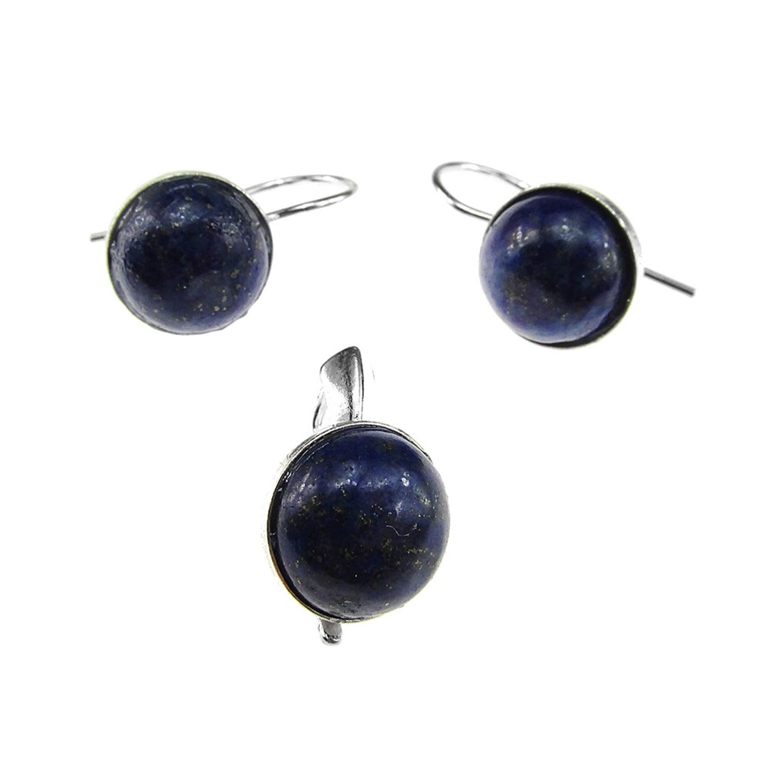 Set argint clasic cu lapis-lazuli natural fotografia produsului