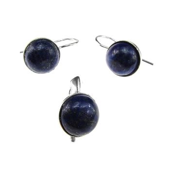 Set argint clasic cu lapis-lazuli natural