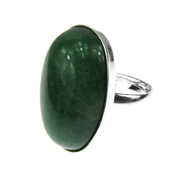 Inel argint reglabil masiv cu aventurin natural 25x18 mm