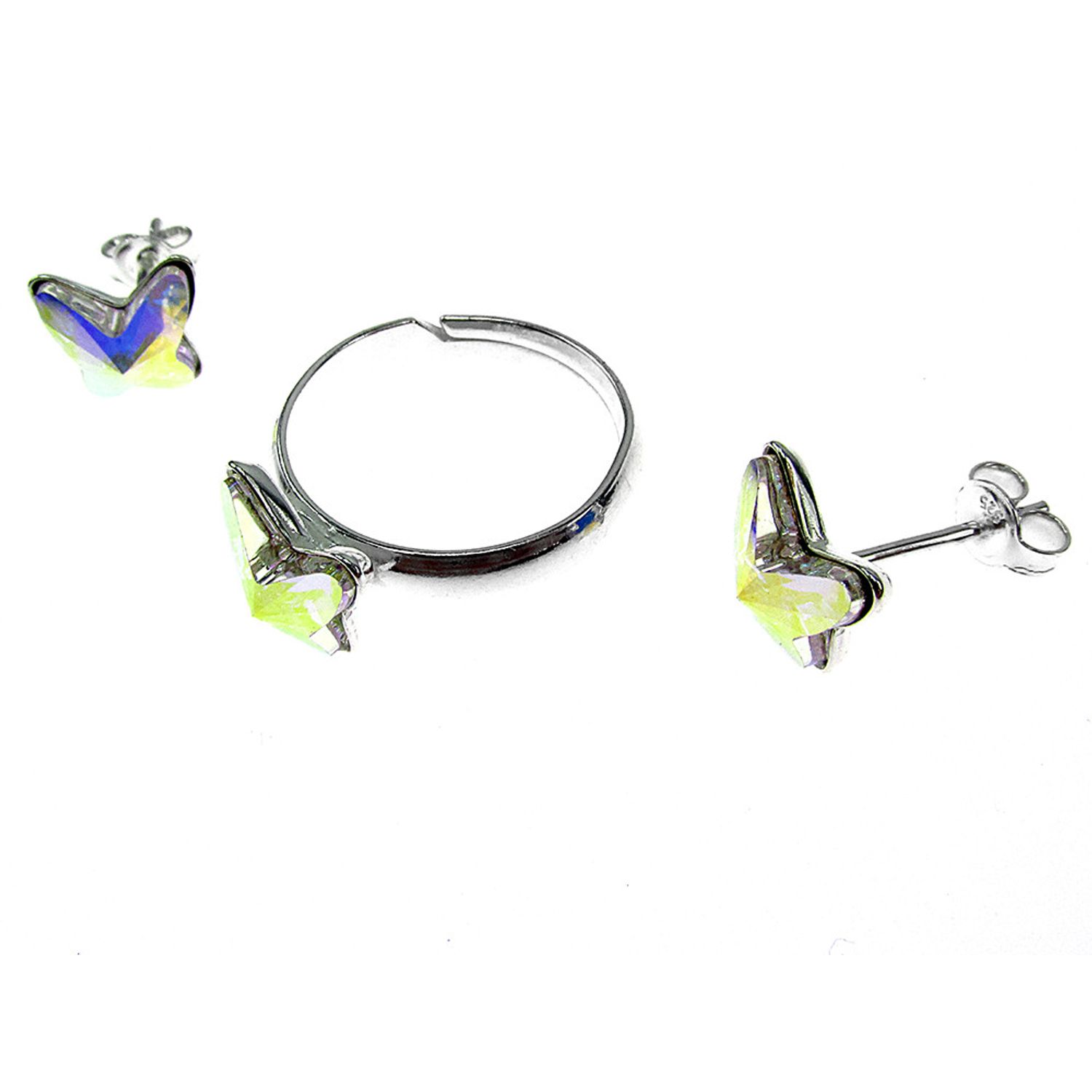 Set argint Fluturi Swarovski Elements cristal AB 8 MM fotografia produsului View 2 L
