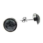 Cercei argint cu obsidian fulg-de-nea 8 MM fotografia produsului