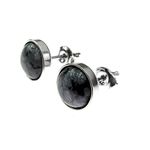 Cercei argint cu obsidian fulg-de-nea 8 MM fotografia produsului View 3 S