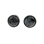 Cercei argint cu obsidian fulg-de-nea 8 MM fotografia produsului View 2 S