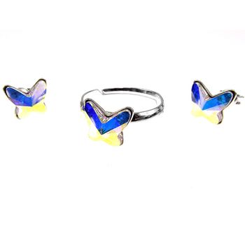 Set argint fluturi swarovski elements cristal ab 8 mm