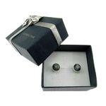Cercei argint cu obsidian fulg-de-nea 8 MM fotografia produsului View 4 S