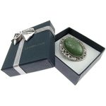Brosa/pandantiv argintiu antic cu aventurin verde natural fotografia produsului View 3 S