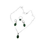 Set argint cu agate verzi 14x10 MM si lantisor inclus fotografia produsului View 4 S