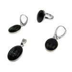 Set argint complet onix oval 14x10 MM cu lantisor inclus fotografia produsului View 2 S