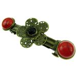 Clama de par floare bronz antic cu haolit rosu fotografia produsului View 4 S