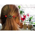 Clama de par floare bronz antic cu haolit rosu fotografia produsului View 3 S