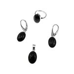 Set argint complet onix oval 14x10 MM cu lantisor inclus fotografia produsului