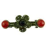 Clama de par floare bronz antic cu haolit rosu fotografia produsului