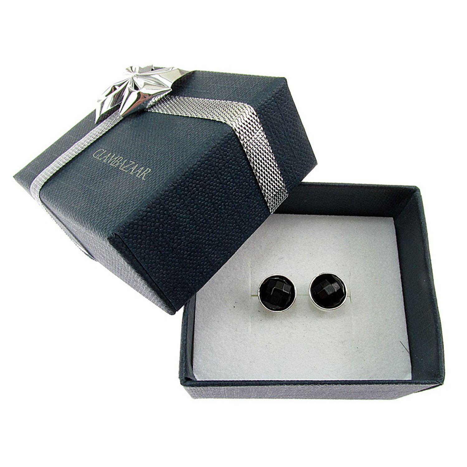 Cercei argint cu onix natural fatetat 8 MM fotografia produsului View 5 L