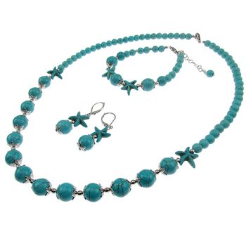 Set turcoaze si stele de mare cu insertii inox