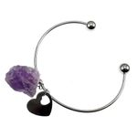 Bratara statement inox cu ametist brut fotografia produsului