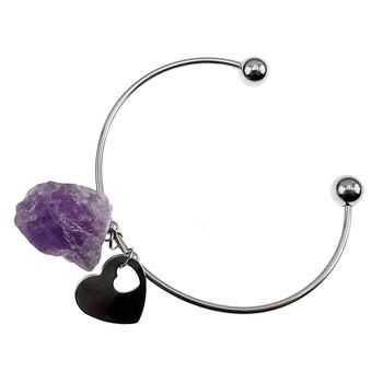 Bratara statement inox cu ametist brut