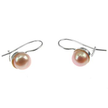 Cercei argint clasici cu perle de cultura oranj 6 mm